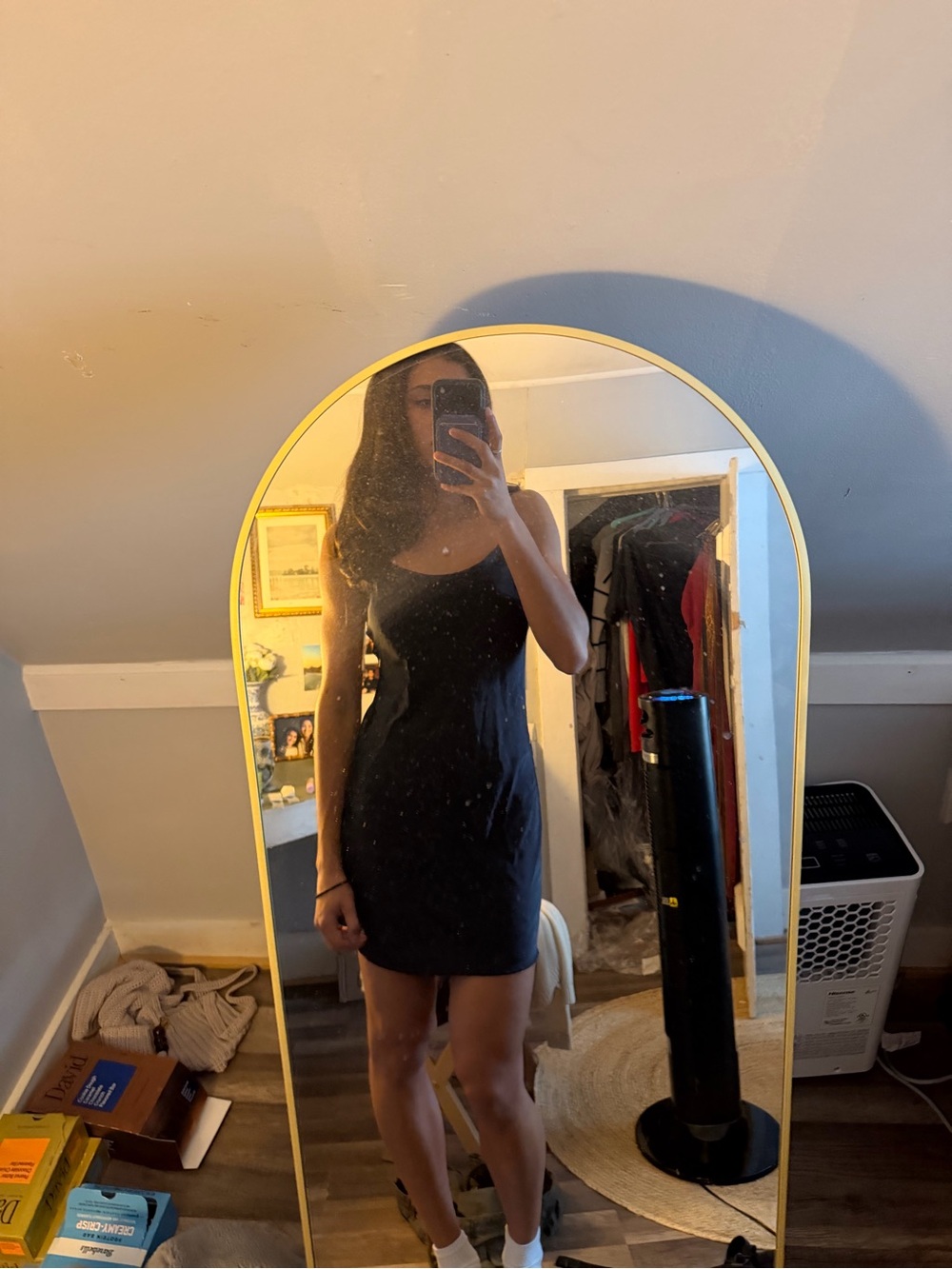 Women's Black Scoop Neck Slip Dress